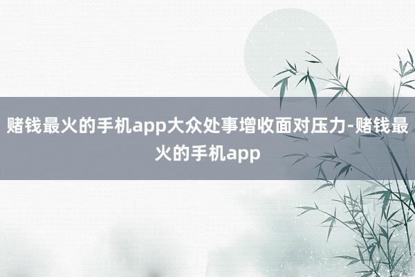赌钱最火的手机app大众处事增收面对压力-赌钱最火的手机app