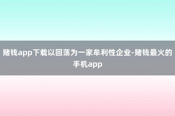 赌钱app下载以回荡为一家牟利性企业-赌钱最火的手机app