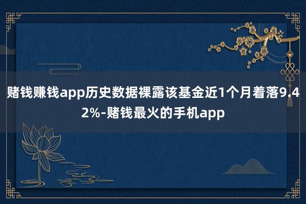 赌钱赚钱app历史数据裸露该基金近1个月着落9.42%-赌钱最火的手机app
