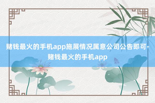 赌钱最火的手机app施展情况属意公司公告即可-赌钱最火的手机app