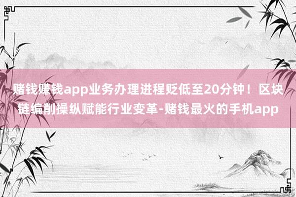 赌钱赚钱app业务办理进程贬低至20分钟！区块链编削操纵赋能行业变革-赌钱最火的手机app