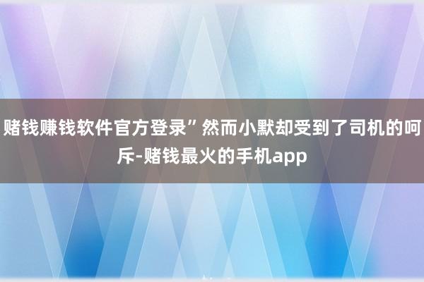 赌钱赚钱软件官方登录”然而小默却受到了司机的呵斥-赌钱最火的手机app